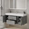 Wall Mounted 48 Inch Grey Bathroom Vanity with Sintered Stone Countertop and Ceramic Basin Storage Moisture-proof Easy Assembly 3