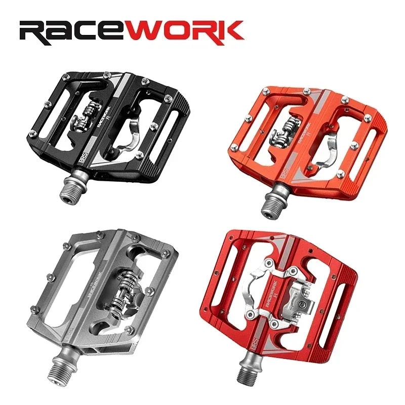 

RACEWORK Mtb Pedals for Bicycle Clip Automatic Pedals Platform Mountain Bike Mixed Footrest Double Function Power Meter Pedalen