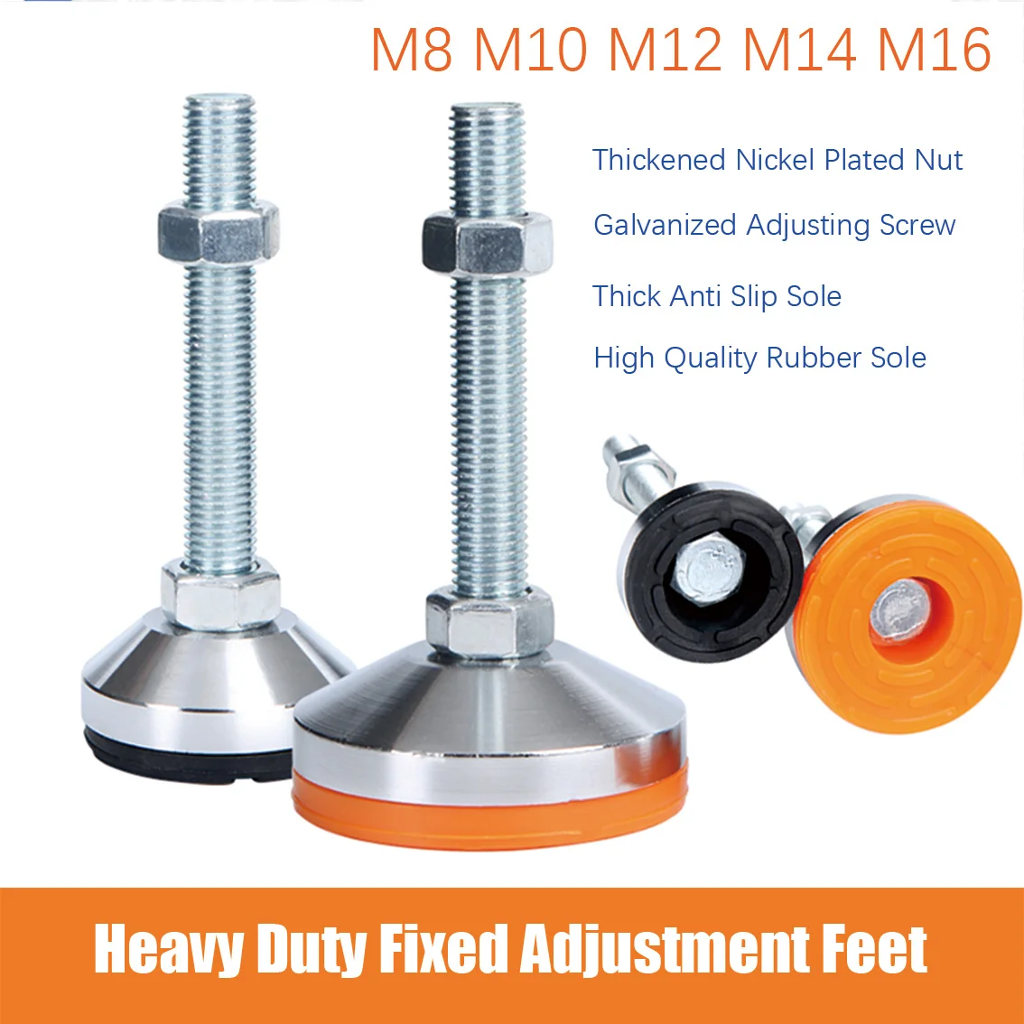 1PCS 조정 가능한 레벨링 피트 M8 M10 M12 M14 M16 가구/장비 진동 감쇠용 나사식 미끄럼 방지 기계 지지 컵