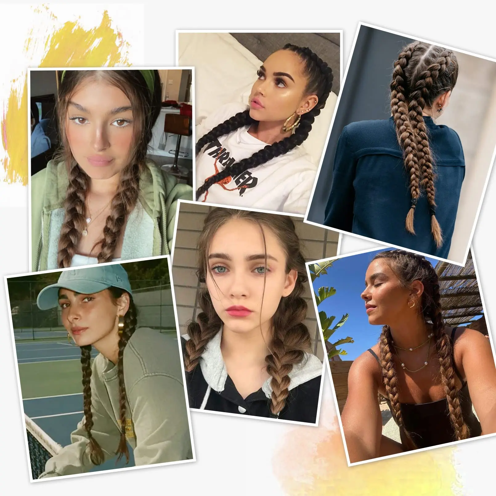 OLACARE Synthetic DIY Ponytail Extensions Boxing Braids Ponytail Hair Rope For Women High Temperature Fiber Black Brown Ponytail