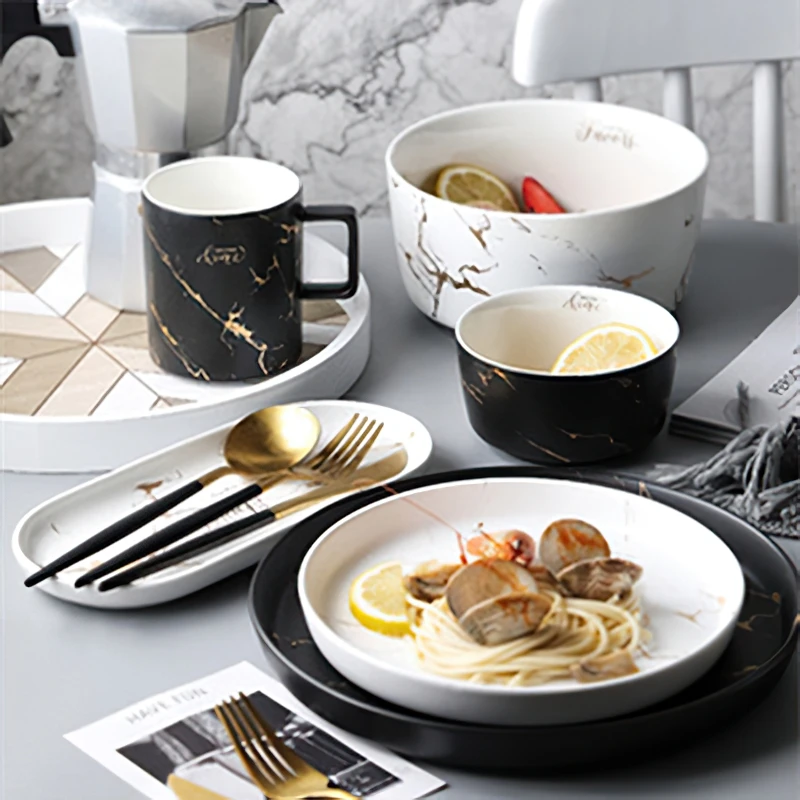 Black White Dish Set