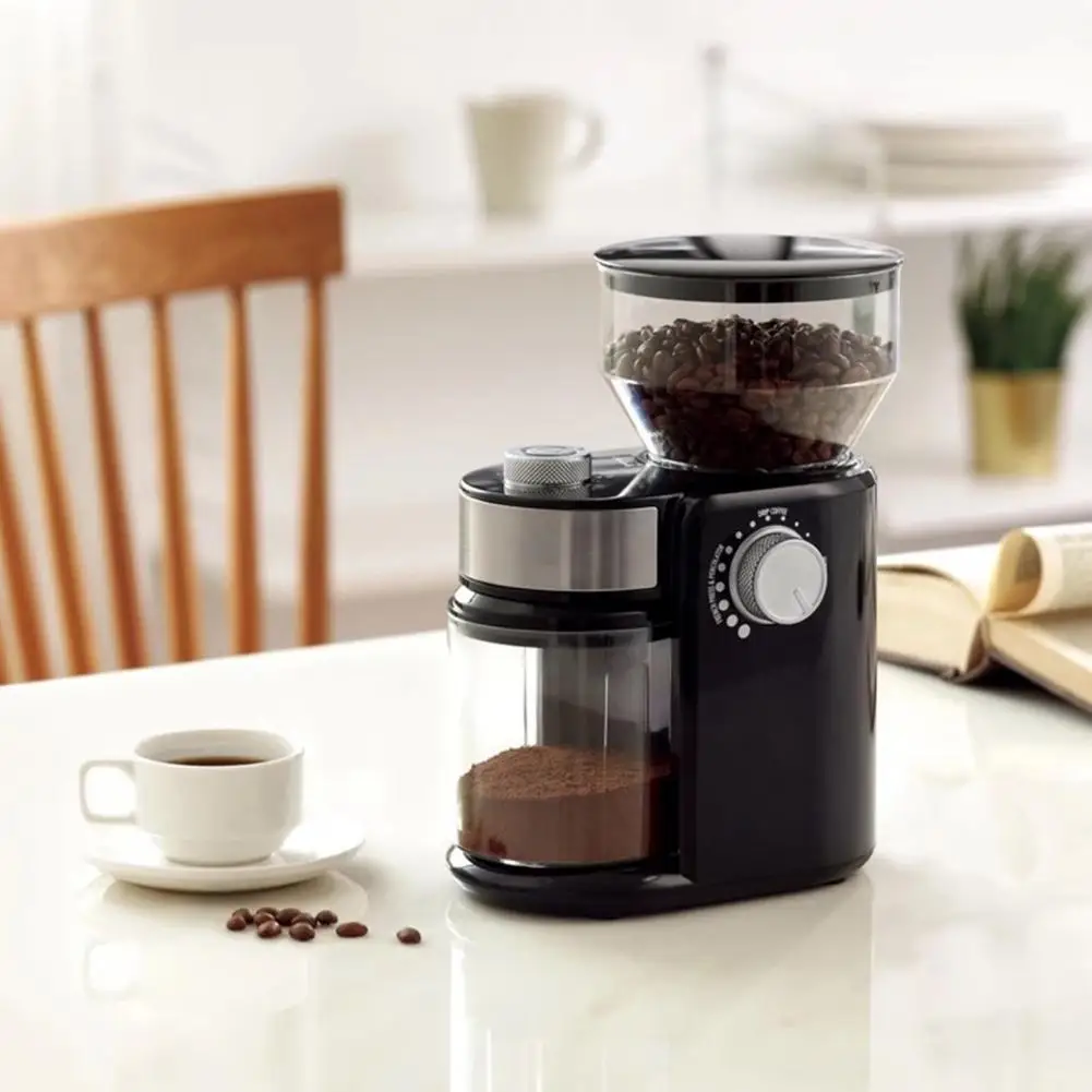 

Uniform Coffee Grinding Machine Auto-stop Coffee Grinder Adjustable Electric Coffee Bean Grinder with Flat Burr for Home Use Eu
