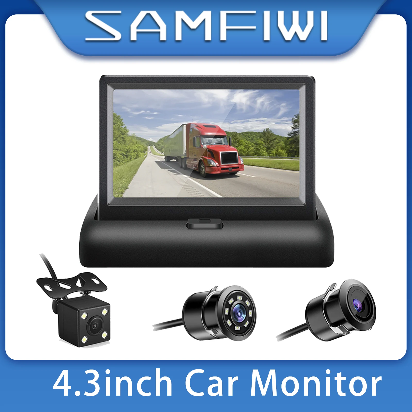 

4.3 inch Color LCD Car Video Foldable Monitor Camera Auto Parking Assistance New 4LED NIGHT Car CCD Rear View Camera