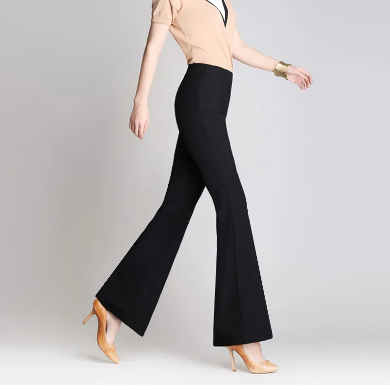 2023 Autumn and Winter Women's High Waist Patchwork Zipper Pockets Solid Slim Fashion Casual Elegant Commuter Flared Pants