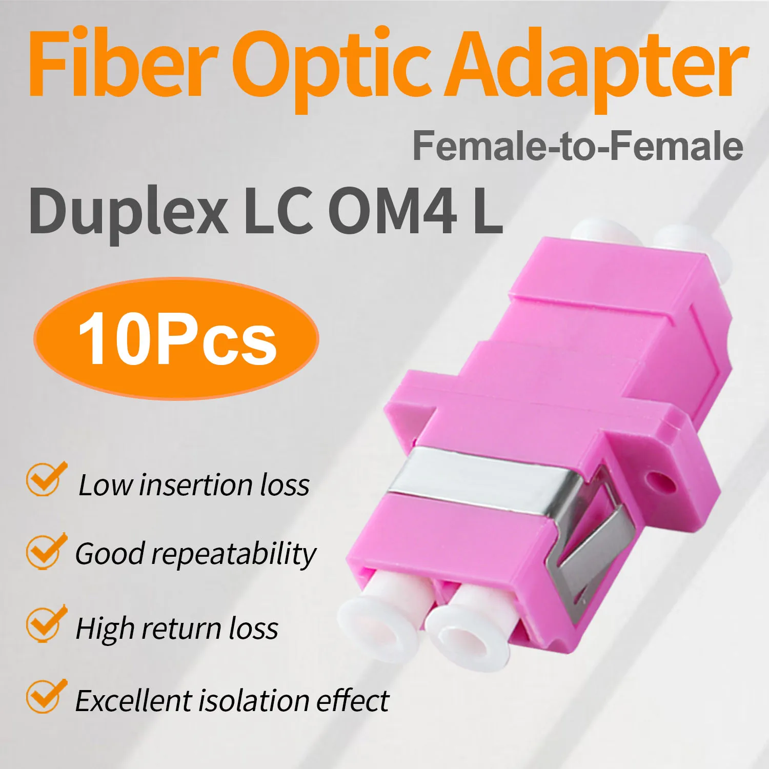

10 Pcs LC OM4 Multi-Mode Couplers , Duplex Fiber Optical Adapters Cable Connectors with Panel Mounting Wing Flange