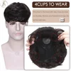 TESS 35g Men Toupee 16x19cm Human Hair Toppers Replacement System Men Capillary Prothesis Male Hair Wig Clip In Hair Extensions 5