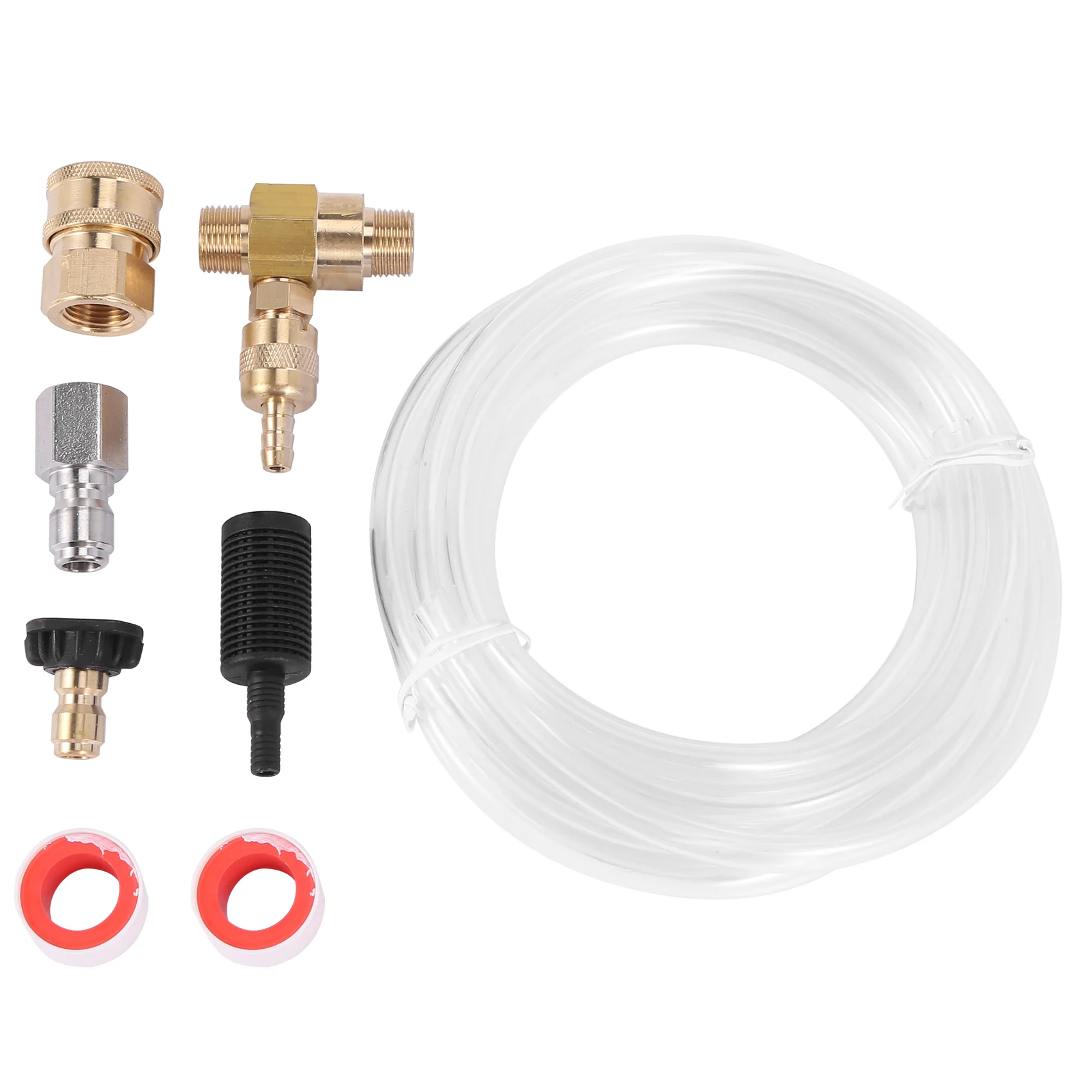 

Pressure Washer Chemical Injector Kit Adjustable Soap Dispenser, 3/8 Inch Quick Connect, 10 Ft Siphon Hose, Come with 1 pcs