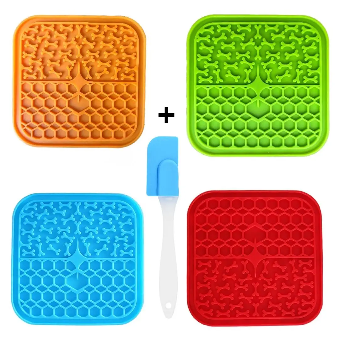 Pet Lick Silicone Mat Cat Dog Slow Eating Food Plate Dog Bathing Distraction Butter Dog Sucker Food Training Dog Feeder Supplies