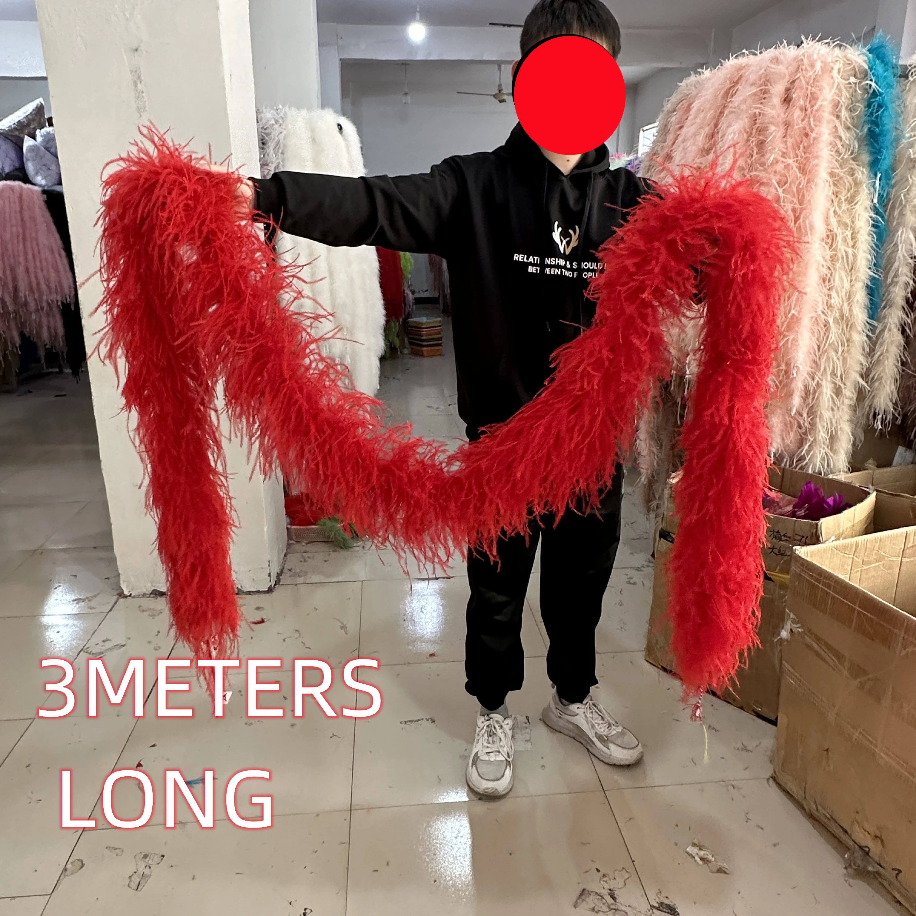 Ostrich Feather Boa Trim Feather Crafts Plume Scarf 6Ply 1/1.3/2/3Meter Wedding Party Dress Shawl Carnival Clothing Decoration