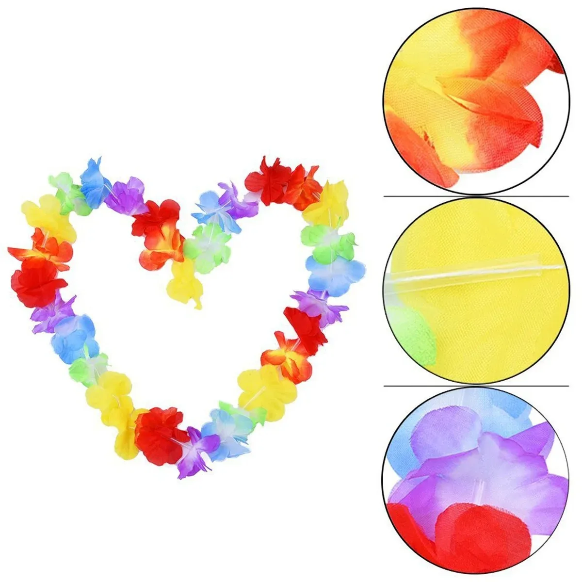 Hawaii Flower Garland 10pcs/set Party Leis Hawaiian Necklace Torpil Floral Farmhouse Decor Hawaiian Fabric
