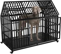54 inch Heavy Duty Indestructible Dog Crate, Escape Proof Dog Cage Kennel with Lockable Wheels, High Anxiety Double Door 1