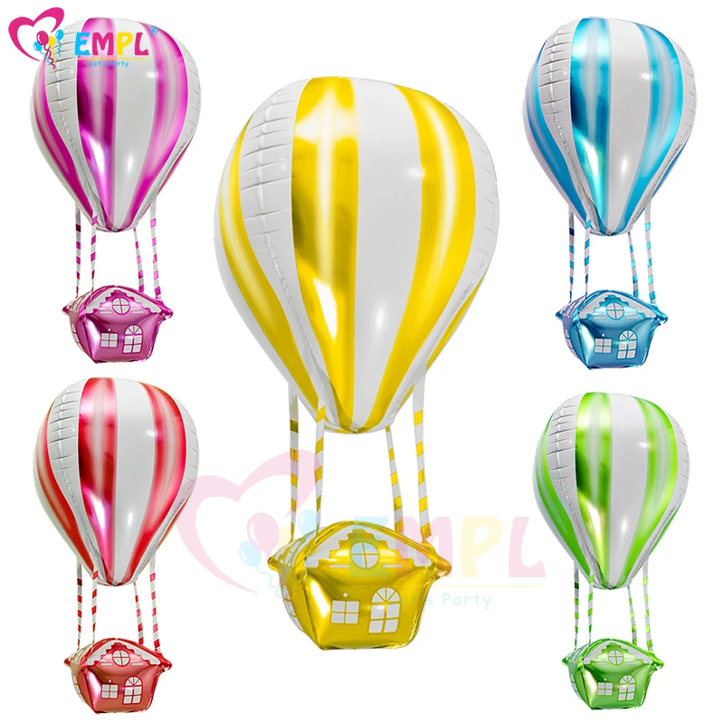 

5pcs 4D Hot Air Balloons House Foil Balloons Wedding Valentine's Day Baby Shower Kid Toy Helium Globos Birthday Party Decoration
