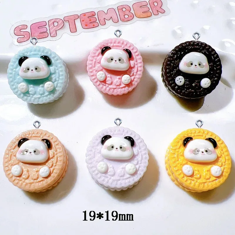 10Pcs Kawaii 팬더 쿠키 수지 참 펜던트 쥬얼리 만들기 DIY 귀걸이 목..