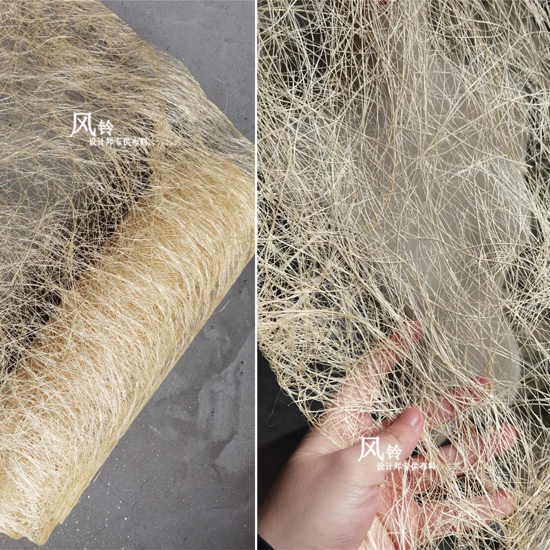 European and American Solid Color Withered Yellow Rattan Weaving Network Fashion Clothing Designer Creative Fabric Cloth