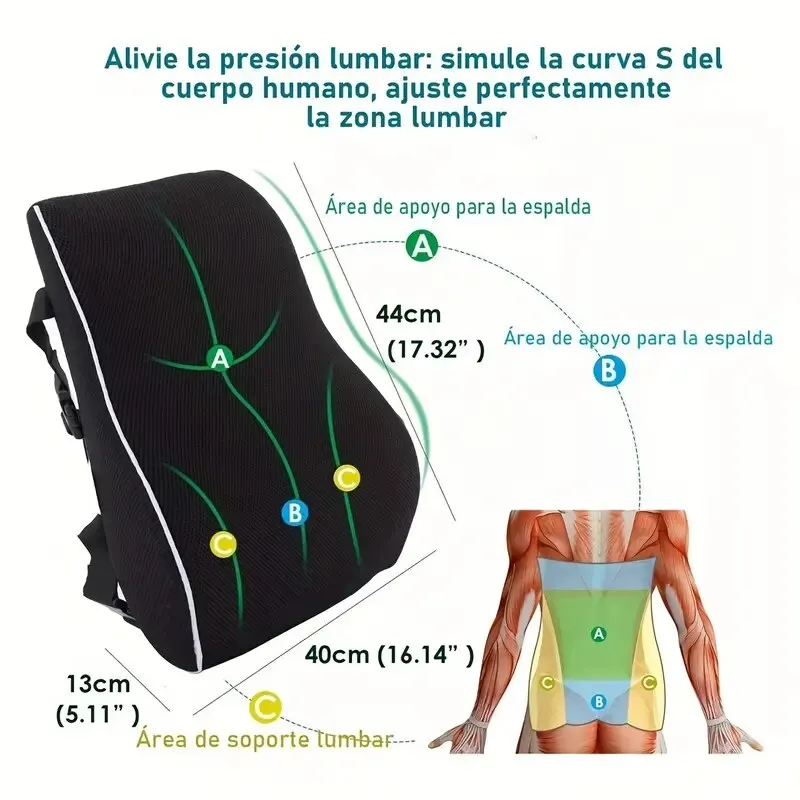 Almofada do assento de carro antiderrapante de espuma de memória para cadeiras de escritório e jogos, Suporta lombar e cintura, macio e confortável, 1pc