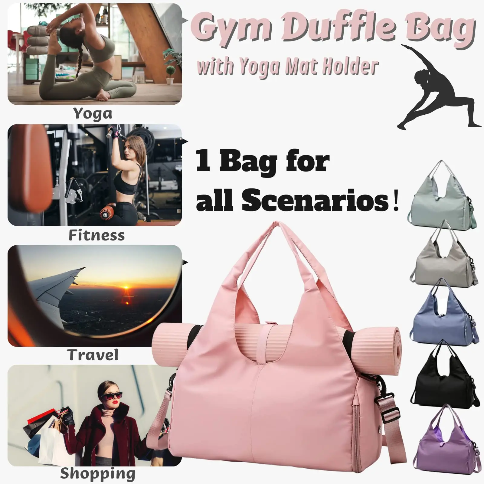Yoga Gym Bag For Women Yoga Pilates Mat Bag Small Packable Sports Duffle  Yoga Bags For Women Men Girls Teenagers Athletes - AliExpress
