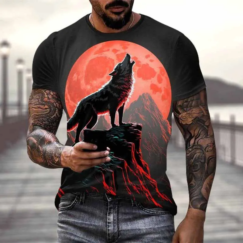 Wolf 3D Print Short Sleeve T Shirt for Men and Women