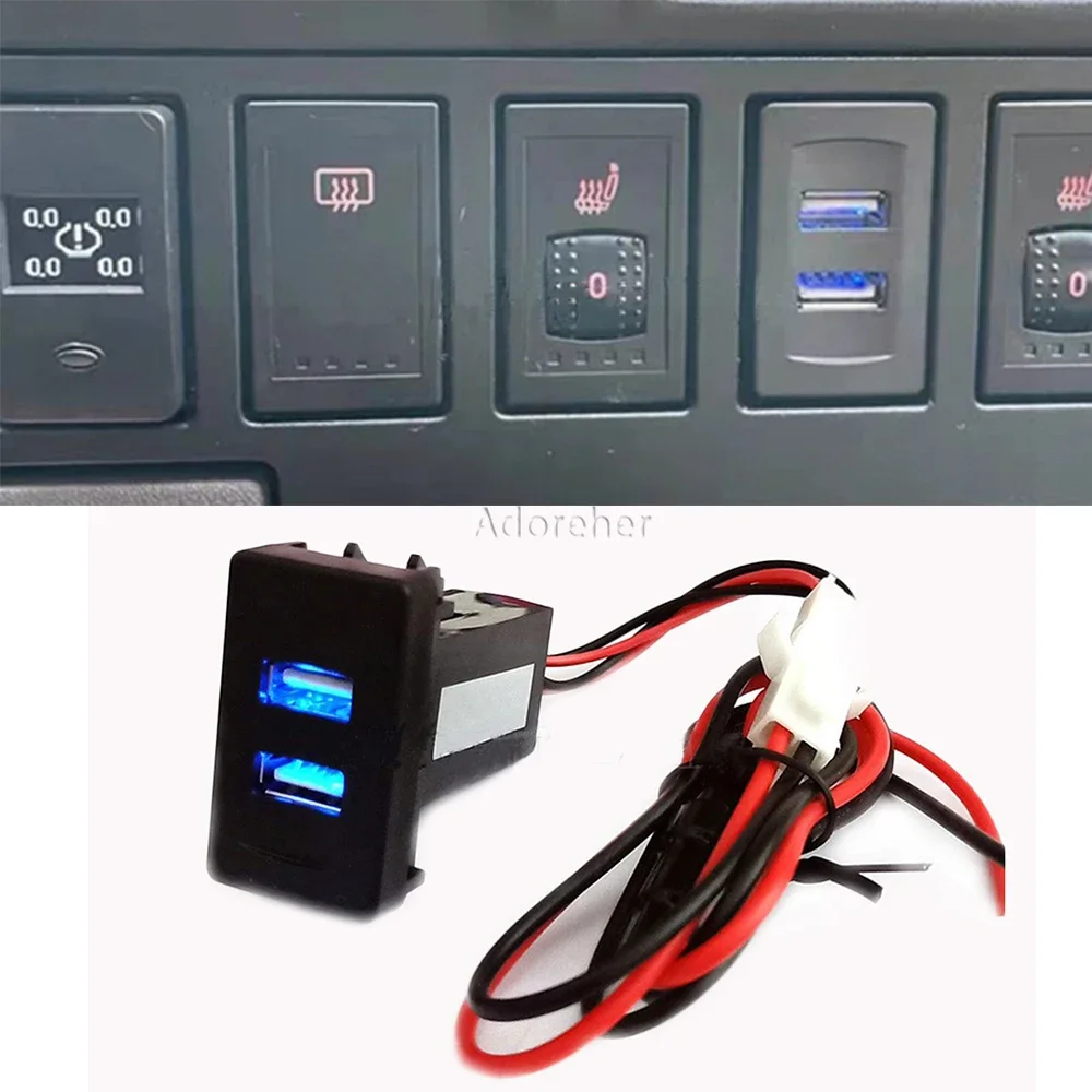 12V Car Dual Usb Charger Adapter Socket Charger Switch Connector Per Voor Volkswagen T4 Passat Golf 4 Accessori