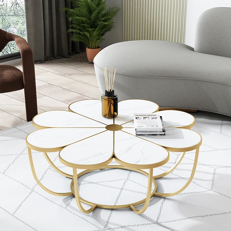 

Irregular Coffee Table Flower Unique Luxury Console Legs Metal Frame Modern Sofa Table Floor Mesa Auxiliares Nordic Furniture