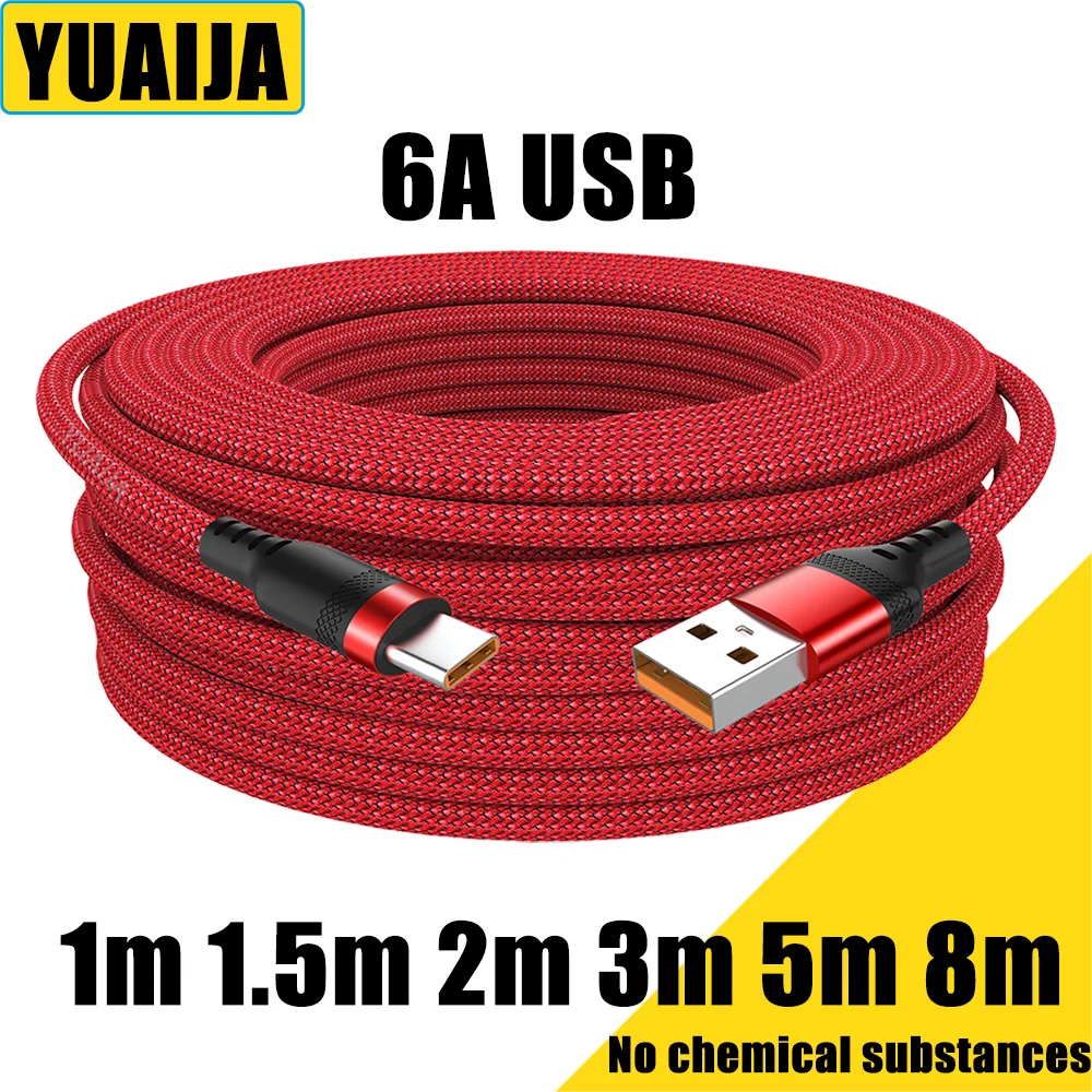 USB Type C Extended 5-Meter USB C 6A Super- Charging Cable Suitable For Huawei,Xiaomi,Vivo,OnePlus, And Leeco Phone Data Cable BEST SELLERS USB Type C Extended 5-Meter USB C 6A Super- Charging Cable Suitable For Huawei,Xiaomi,Vivo,OnePlus, And Leeco Phone Data Cable BEST SELLERS