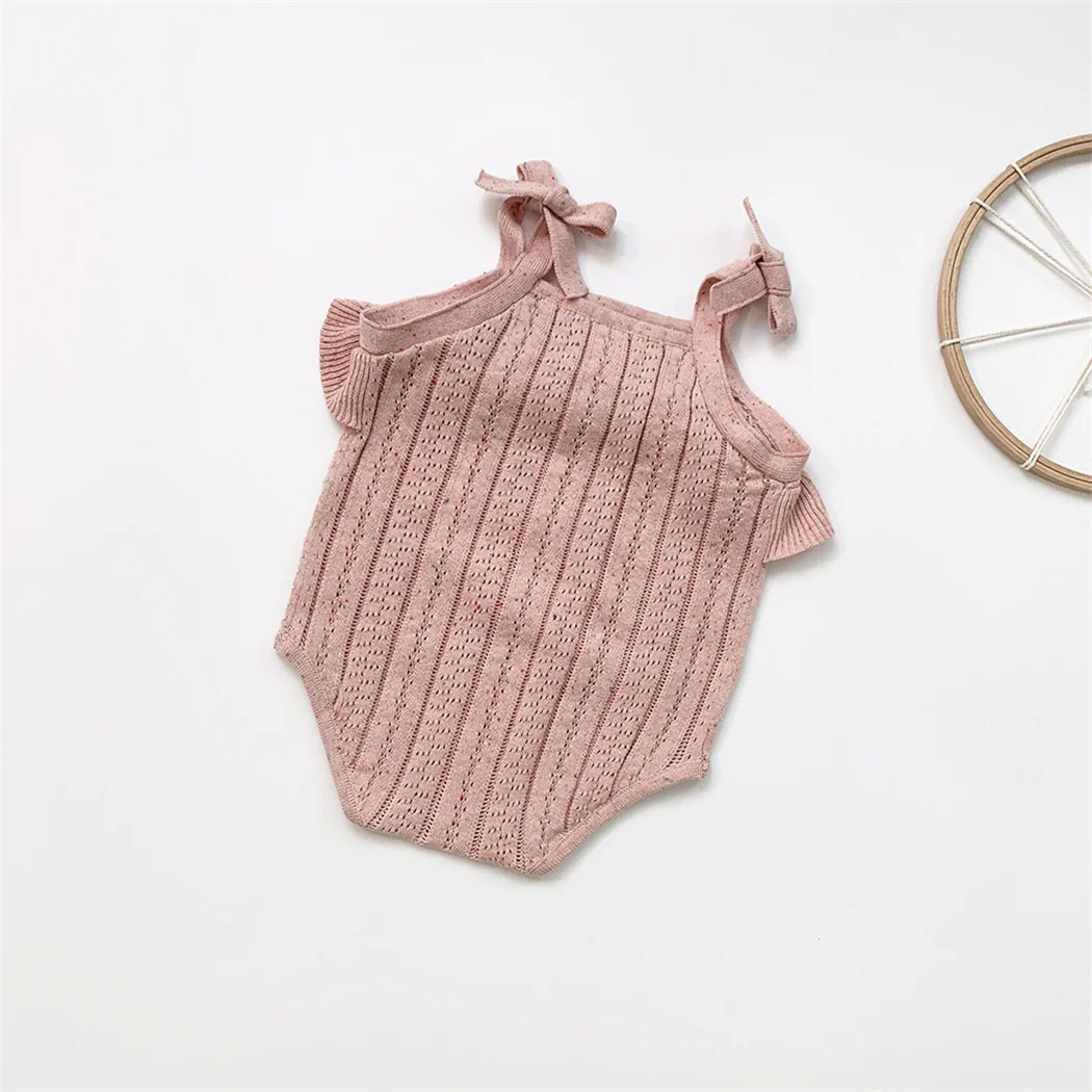 coloured baby bodysuits Ruffles Lace Newborn Baby Girls Romper Cotton Knitt Sleeveless Handmade Bowknot Jumpsuit for Toddler Girls Children Clothing cute baby bodysuits