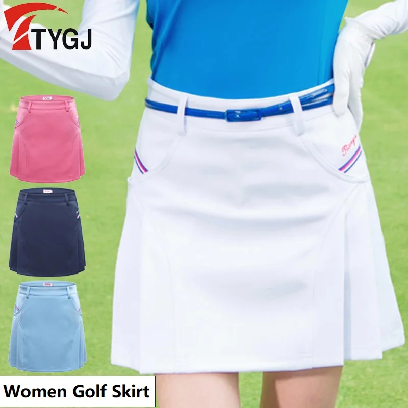 TTYGJ Women Pleated Golf Skirt High Waist Slim Tennis Skirt Breathable Outdoors Running Fitness Skorts Built Safety Shorts