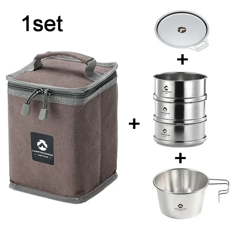 CAMPINGMOON S362 Outdoor Camping Picnic Steamer Picnic Portable Bowl and Pot Partition Steam Drawer Titanium Pot Campsite 2