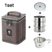 CAMPINGMOON S362 Outdoor Camping Picnic Steamer Picnic Portable Bowl and Pot Partition Steam Drawer Titanium Pot Campsite 2