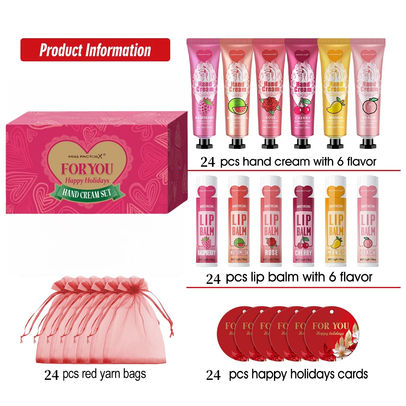 96pcs Hand Cream and Lip Balm Gift Set Suitable for Wedding Ladies Party