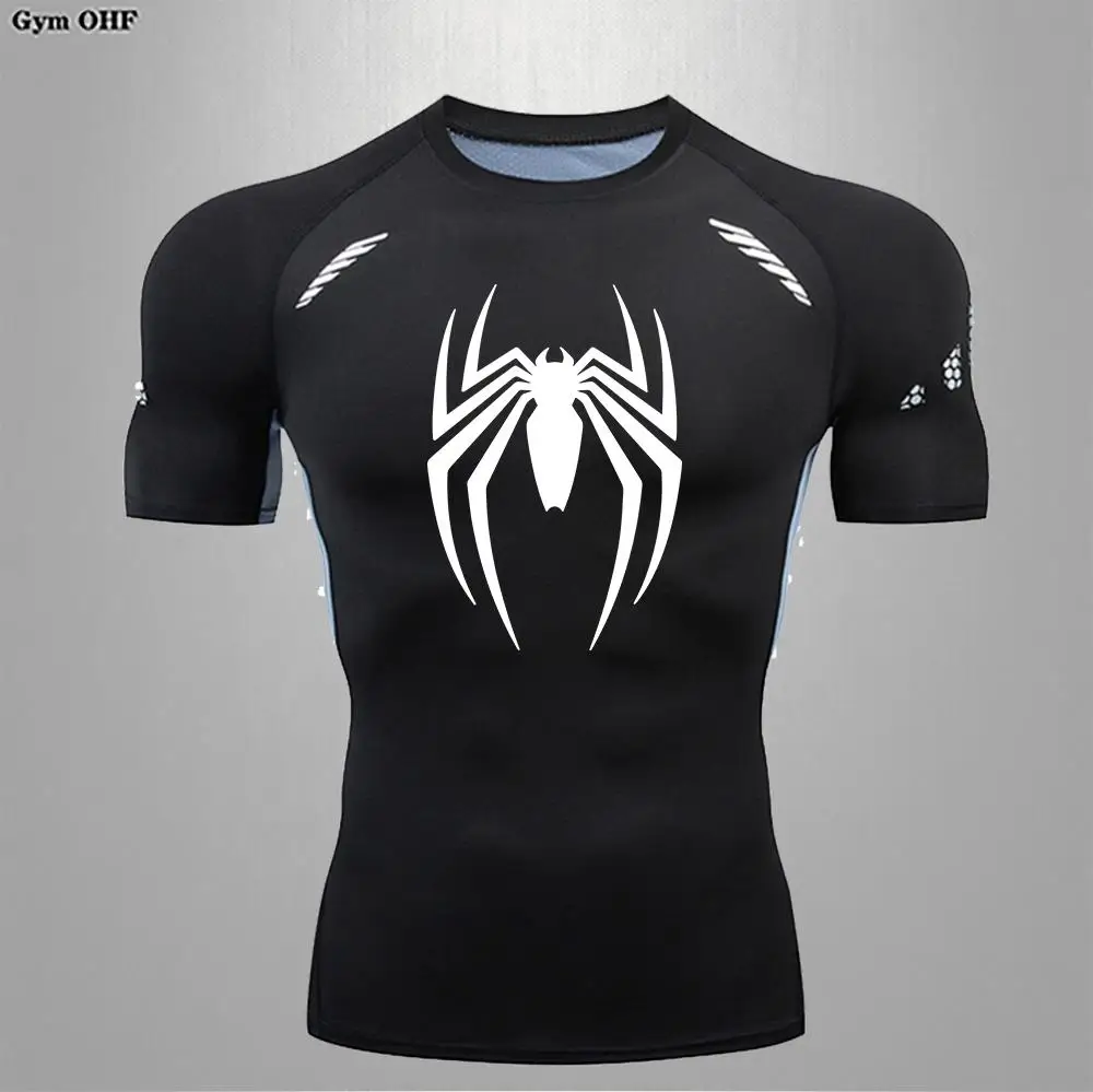 Men Short Sleeve Sports T Shirt Compression Running MMA Workout Quick-Dry