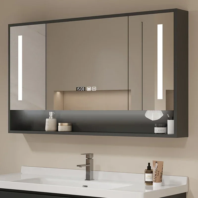 Mirror Cabinet Solid Wood Smart Bathroom Wall Mounted Mirror Cabinet Simple Bathroom Furniture Meuble Evier