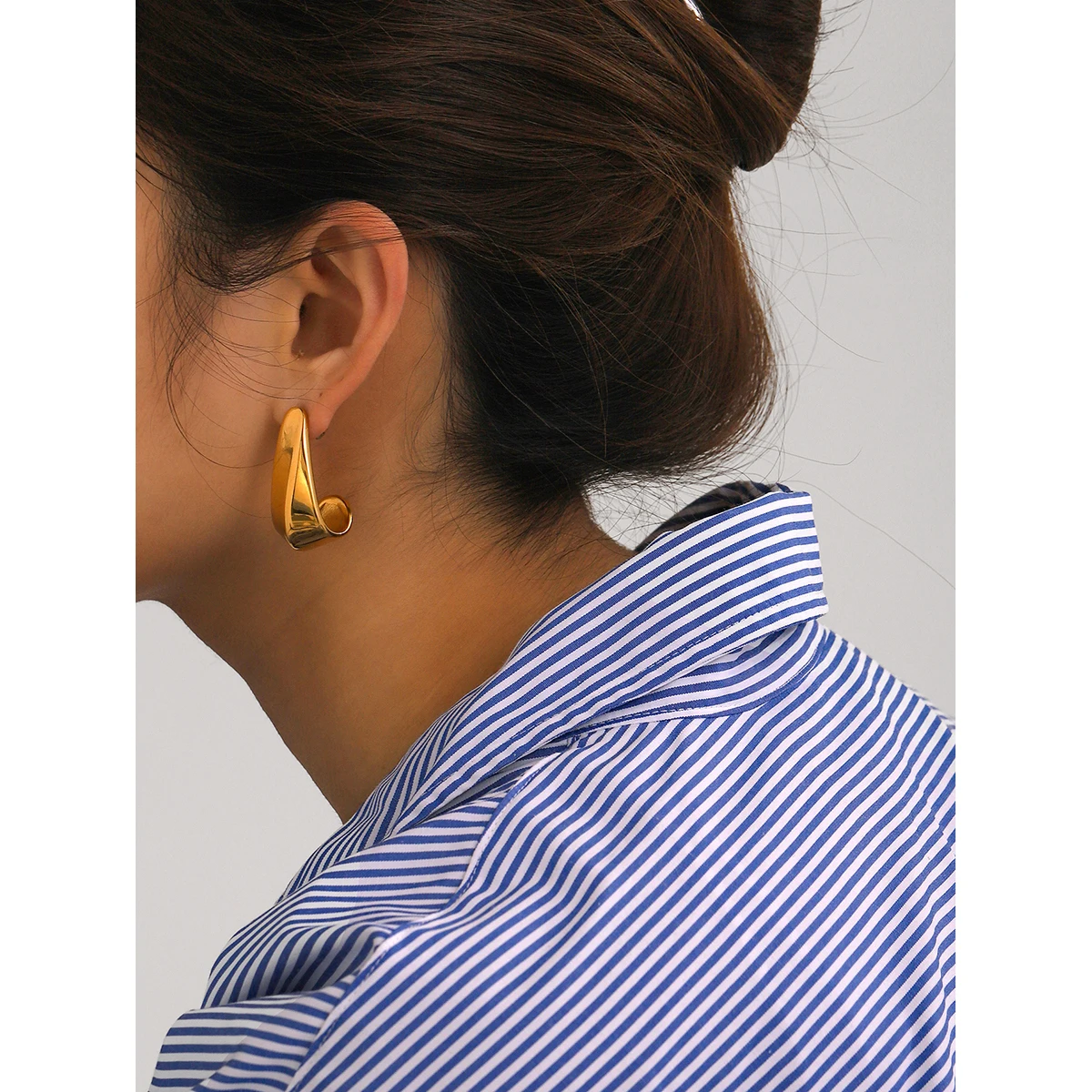 Jewelryposter Minimalist Glossy Smooth Stainless Steel Unusual Earrings Waterproof Charm Jewelry Bijoux Femme