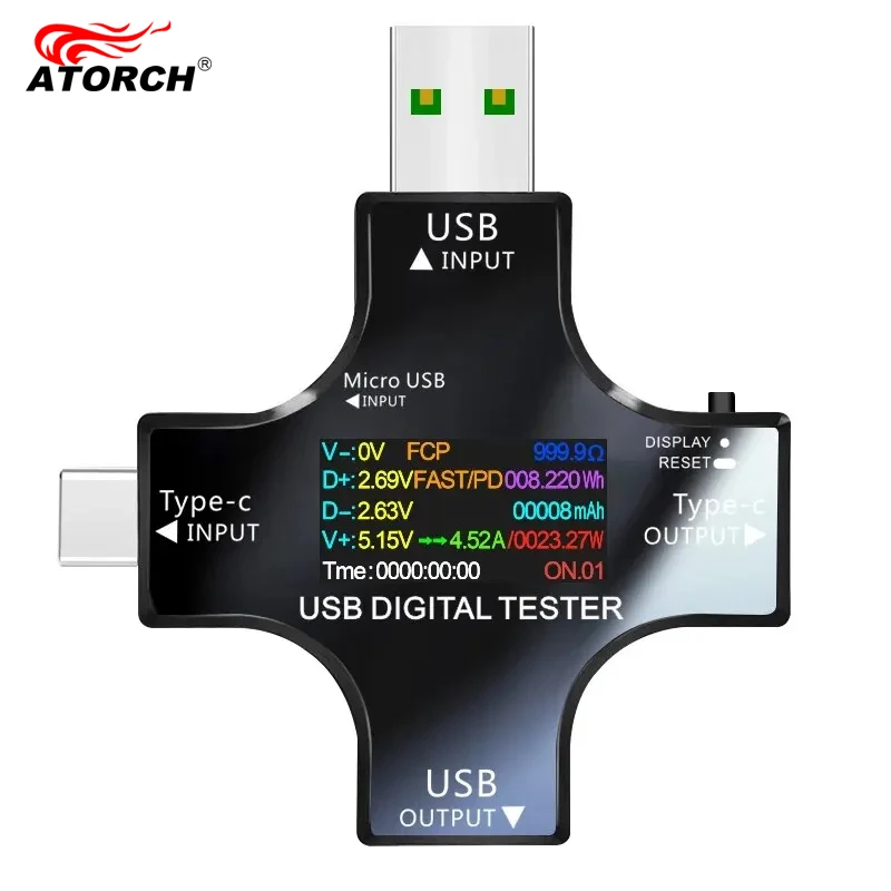 USB 테스터 DC Type-C PD 디지털 전압계 암페어 전압 전류 모니터 전류계 감지기 보조베터리 충전기 용량 측정기 8.0A