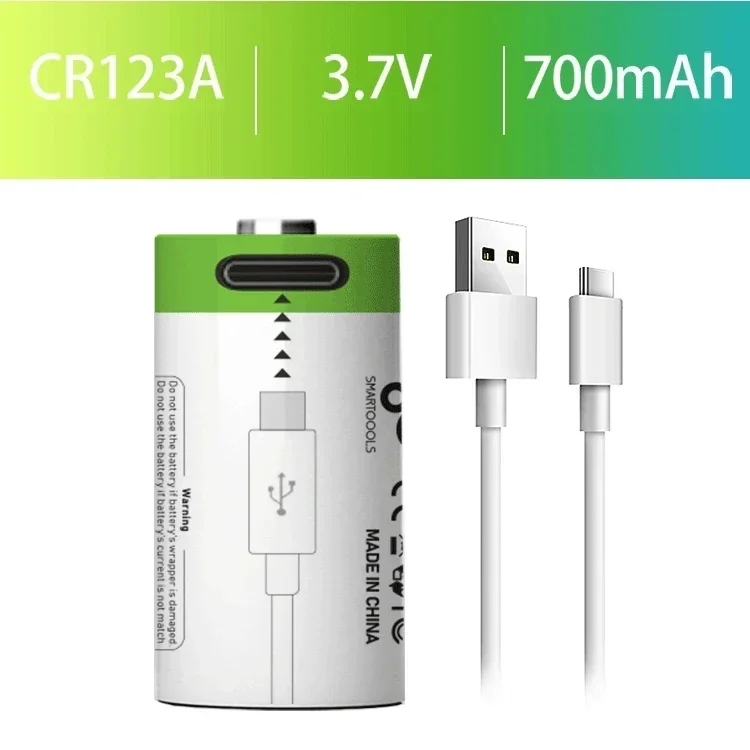 

Rechargeable battery CR123A,3.7V lithium-ion battery,CR17345 16340,used for laser pens,LED flashlights, battery+C-type cable,new
