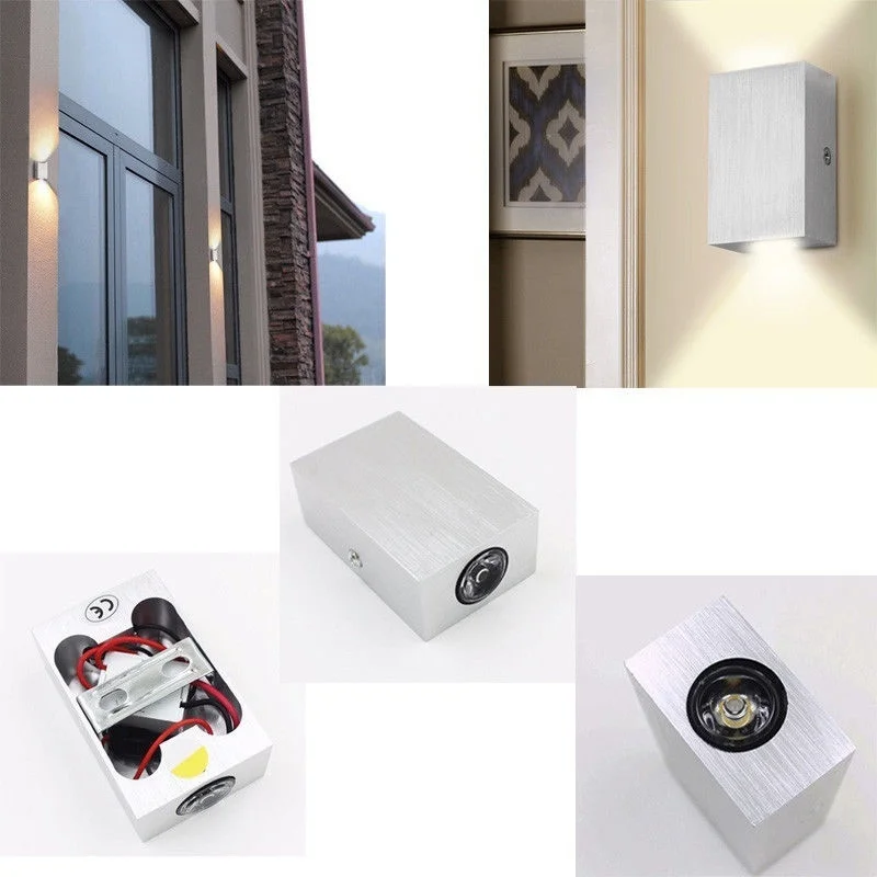 2w Lamp Led Aluminium Wall Light Rail Project Up Down Square Led Wall Lamp Bedside Room Bedroom Decor Wall Lamps Arts