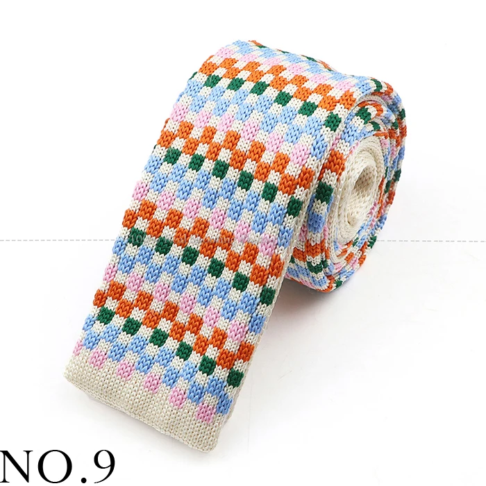 Mode Herren Blumen Strick Strick Krawatte bunte Krawatte Krawatte Druck gestreifte schmale schlanke dünne gewebte schlichte Decke schmale Krawatten – Detail 9