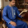 Muslim Men Long Sleeve Pullover Dress Aman Abaya Jubba Thobe Saudi Arab Kaftan Islam Clothing Rayer Robe Male Daffah Dishdasha