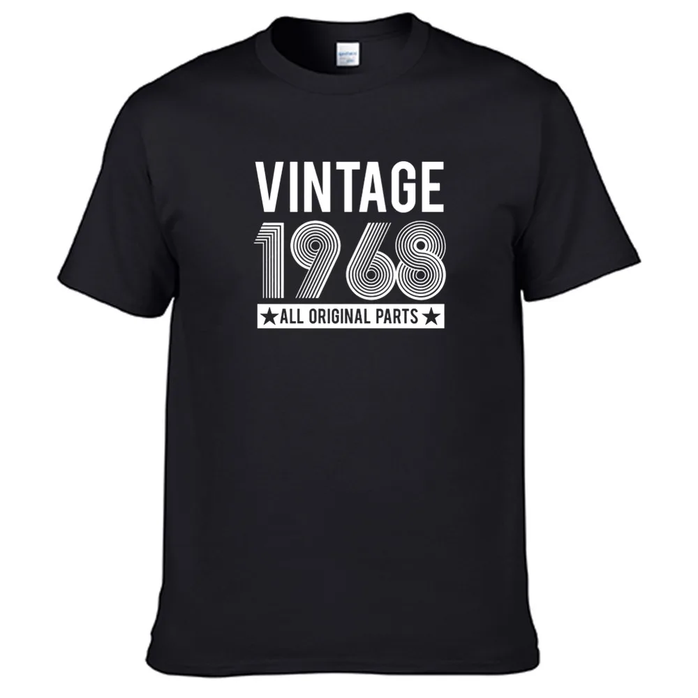 

Vintage 1968 All Original Parts Men Women Summer 100% Cotton Black Tees Male Newest Top Popular Normal Tee Shirts Unisex