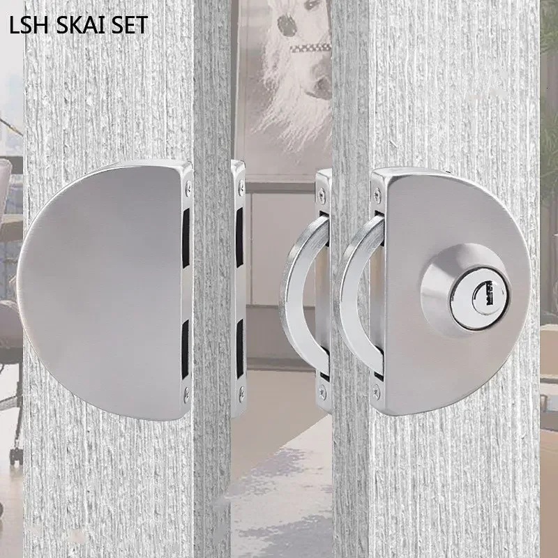 Belt Framed Glass Door Lock Bathroom Double Bolt Sliding Door Hook Lock Home Balcony Stainless Steel Locks Indoor Hardware