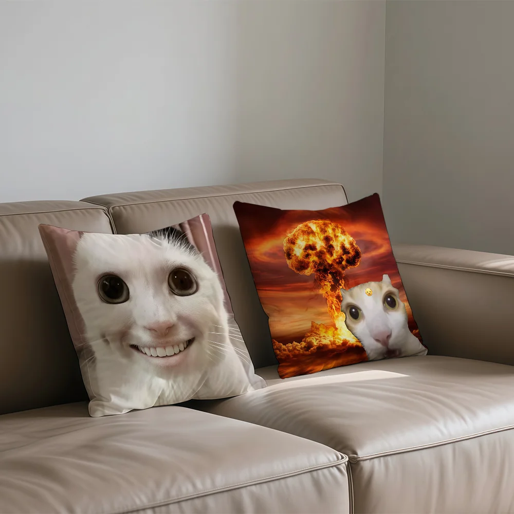 Humorous Cat Meme Skin-Friendly Sofa Cushion Cover