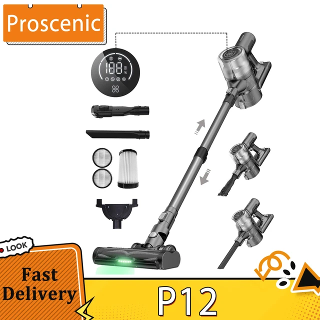 Proscenic P12 Handheld Cordless Vacuum Cleaner 33KPa 120AW Suction  Anti-Tangle Roller Brush Vertect HeadLight 2500mAh Battery - AliExpress