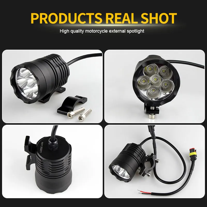 2PCS Universal 6 Chips Headlight LED Motorcycle Motorbike