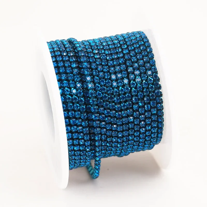 Vibrant Rhinestone Cup Chain with Colorful Base - Luxurious Sewing and Apparel Accessory