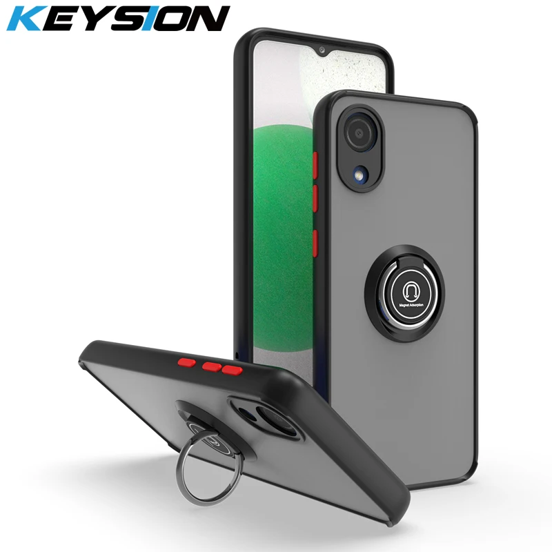 KEYSION Fashion Matte Hülle für Samsung A03 Core A01 Core Transparenter Ringständer Stoßfeste Handyhülle für Galaxy M_voghion.com