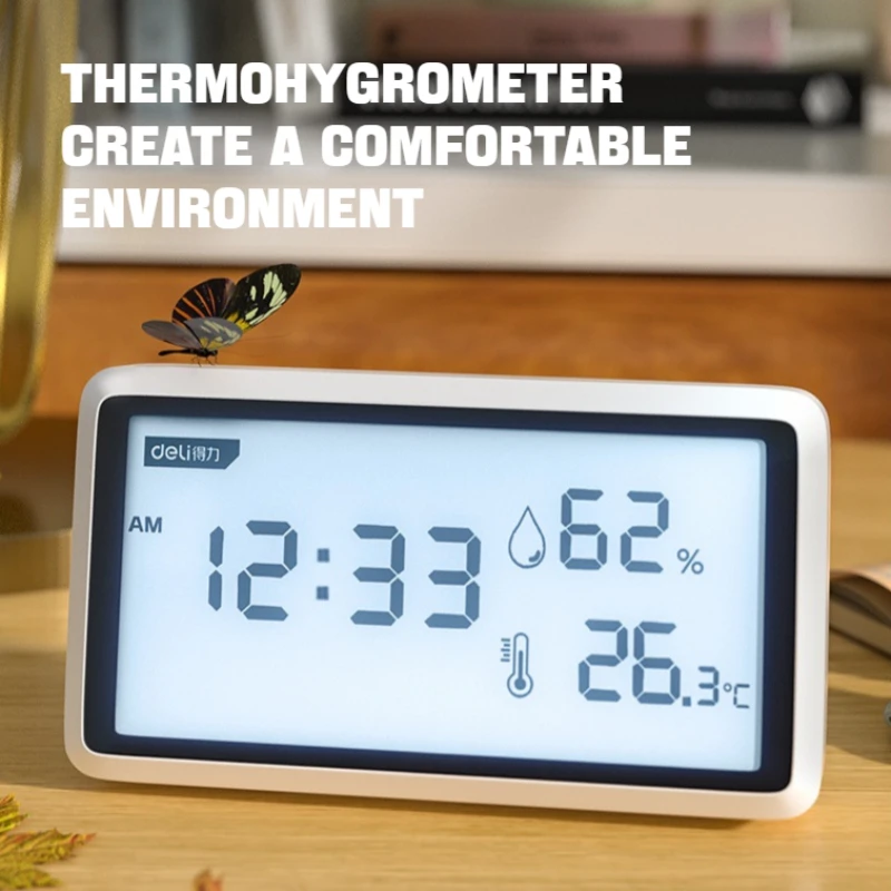 Electronic Thermometer Hygrometer LCD Digital Clock Wall-Mounted High Precision Indoor Home Use