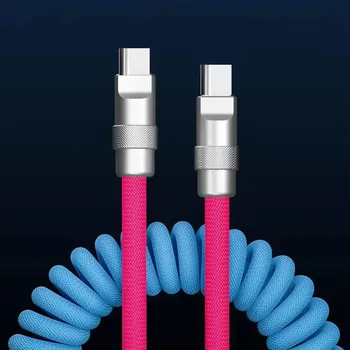 1.8M PD 60W Fast Charging Spring USB C to Type C Cable For 15 Pro Max Samsung Xiaomi Huawei Phone Charger Type-C Cables 2