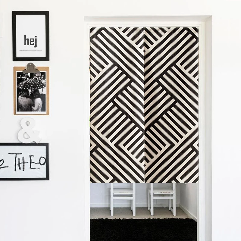 Nordic Black Geometric Noren Curtain 1