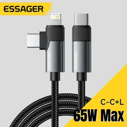 Premium 2-in-1 USB Type C to Lightning 65W PD Fast Charging Cable - 1m (Grey)