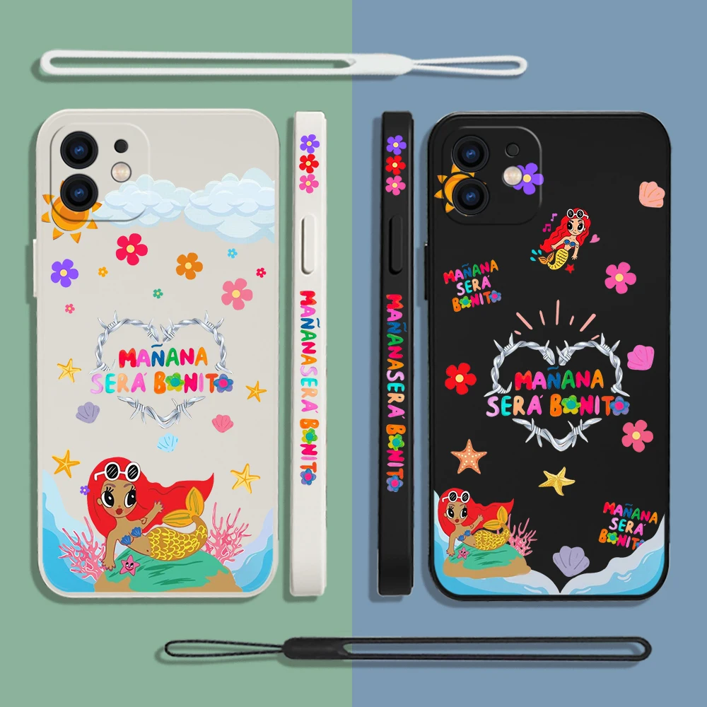 

Karol G Manana Sera Bonito Phone For iPhone 15 14 13 12 11 Pro Max Mini X XR XS MAX SE20 8 7 6S Plus Silicone with Hand Strap