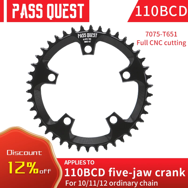 

PASS QUEST 110BCD 5 paw Oval Road Bike Chainring Narrow Wide Chainwheel Crankset42T-52T For 3550 APEX RED bicycle accessories